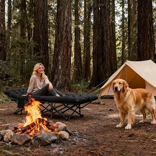 Miniatura 8 de DoCred Catre plegable XXL de gran tamaño con colchón, paquete de 2 catre de dormir resistente, cama portátil para adultos al aire libre con bolsa de