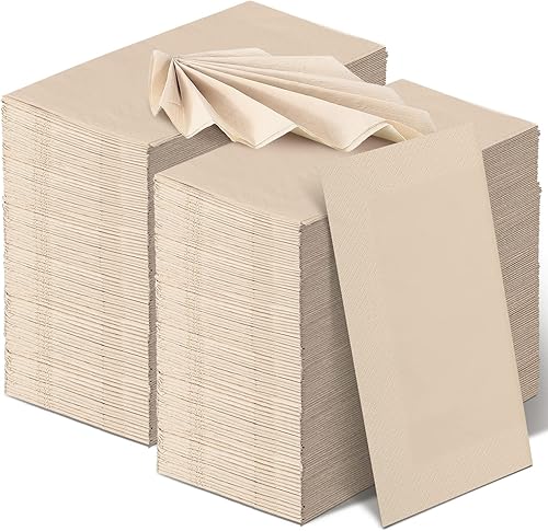 Miniatura 1 de WILLBOND Paquete de 300 toallas de mano desechables de baño, servilletas ecológicas sin blanquear, servilletas desechables marrón bambú, servilletas