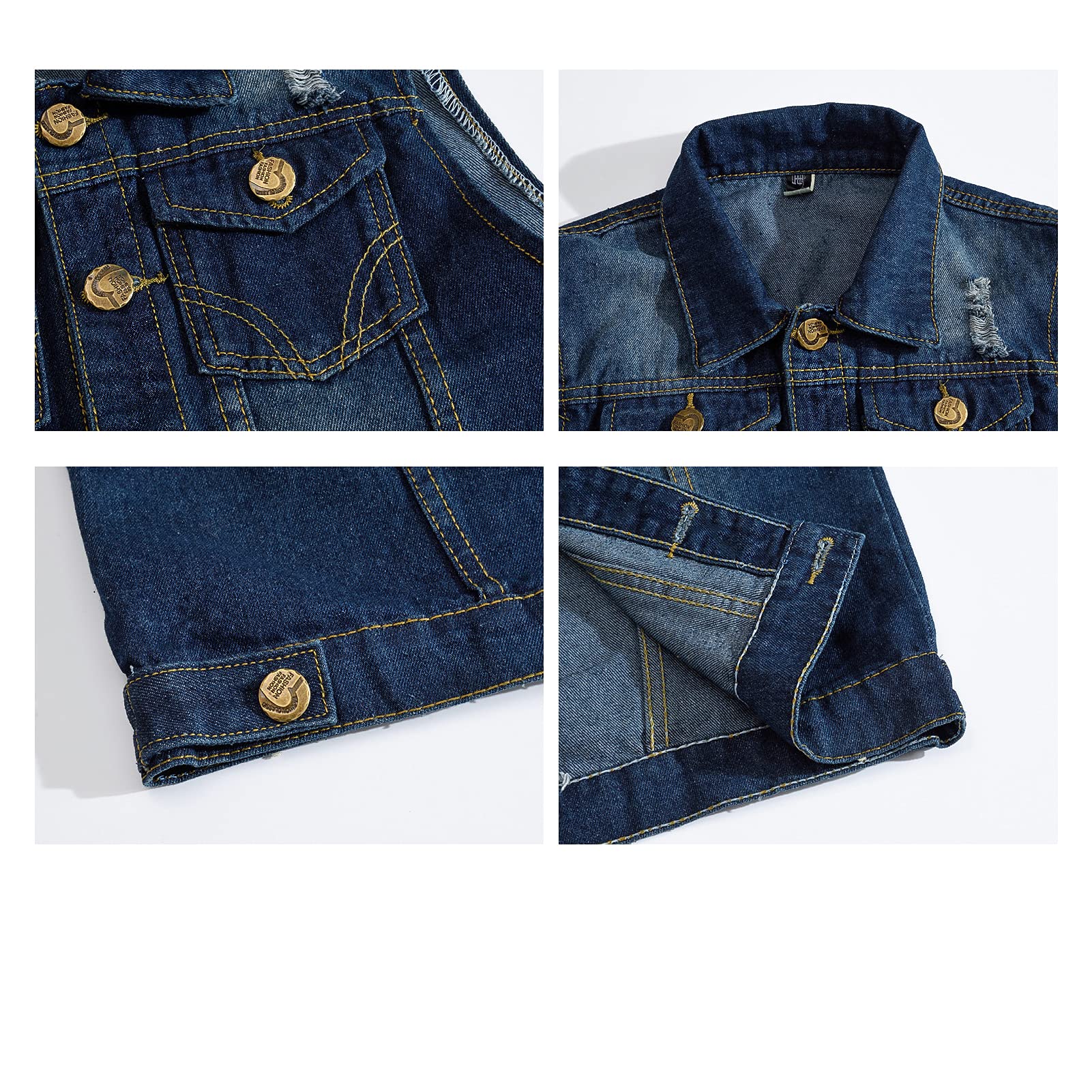 Chaleco de mezclilla de los hombres Chaleco Slim Fit sin mangas Casual Chaqueta de pesca Cowboy Botón Chaleco Reporteros Viaje Jeans Outwear Top