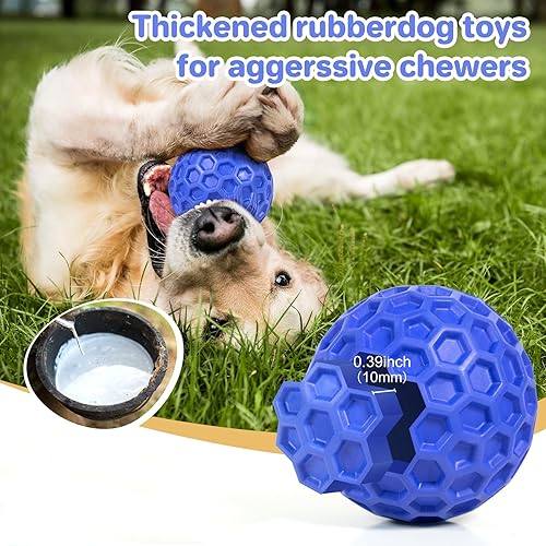 Indestructible Squeaky Dog Balls, Dog Toys for Aggressive Chewers Large Breed for Relieving Anxiety, Tough Dog Chew Toys Balls for Aggressive Chewers, Outdoor Squeaky Dog Toys for Large Dogs(Blue,Large)