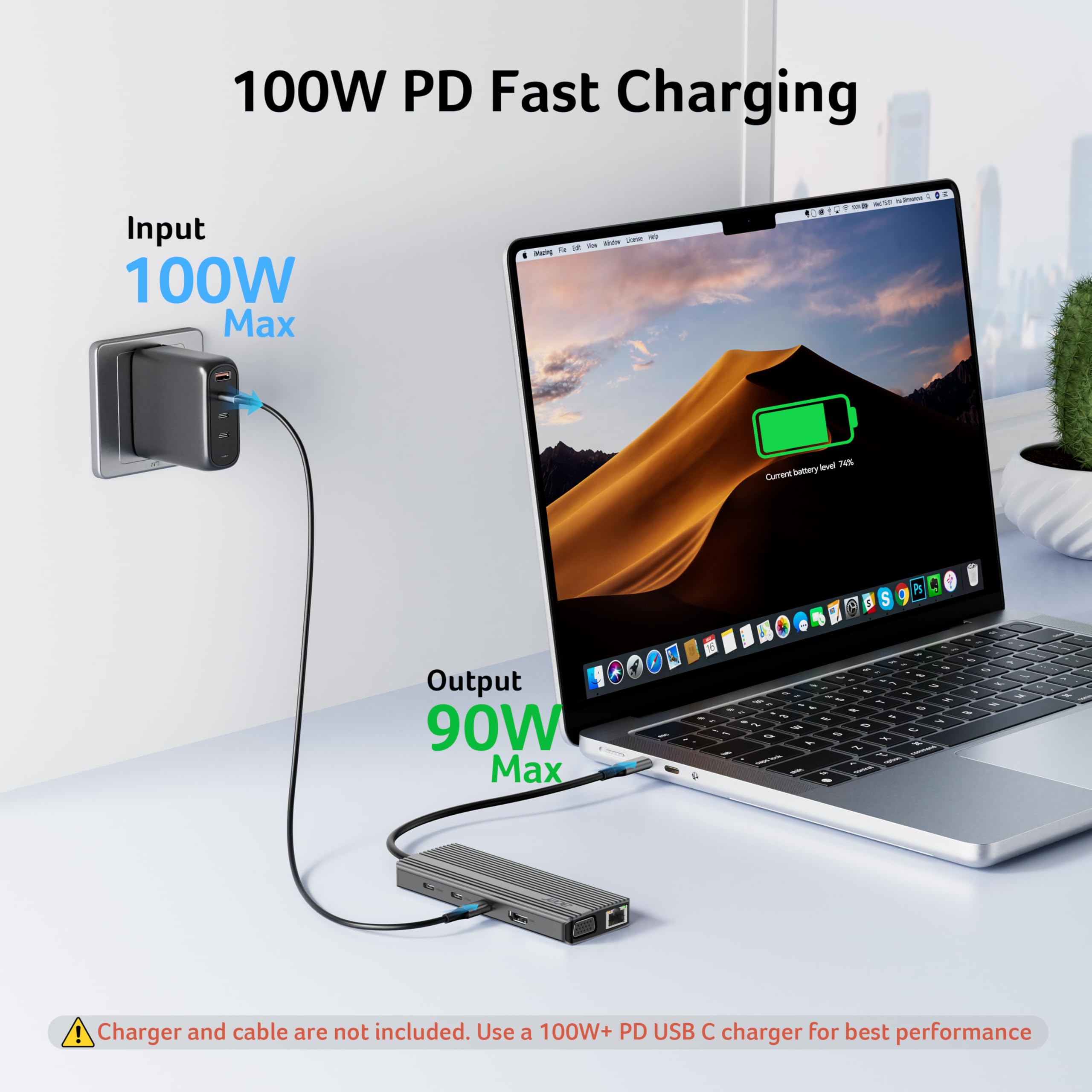 Acer Hub USB-C11 in 1 HDMI 4K@60 Hz, VGA 1080P, 2 porte USB-C 10 Gbps | Ethernet 1000 Mbps, 2 porte USB-A 5 Gbps, porta PD 100 W, scheda SD/TF, USB C Docking Station per PC e desktop