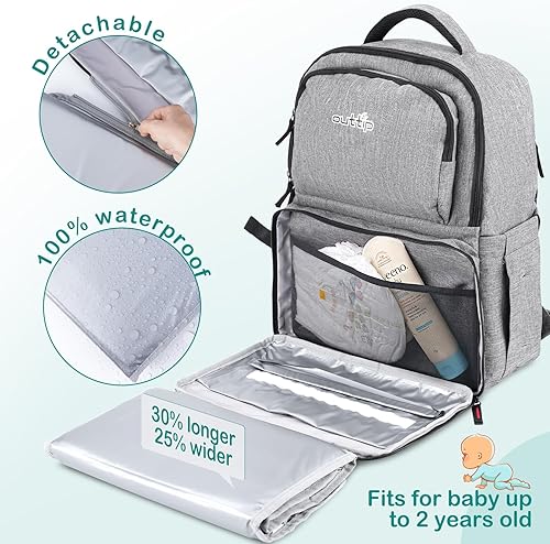 Miniatura 3 de Mochila para pañales para bebé, con cambiador portátil desmontable, 15 compartimentos, bolsa multifunción, bolsas de gran capacidad para niños y