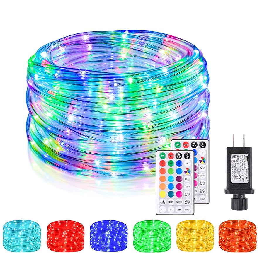 Nazuwke 49Ft LED Rope Lights for Outside, 18 Colors Changing
