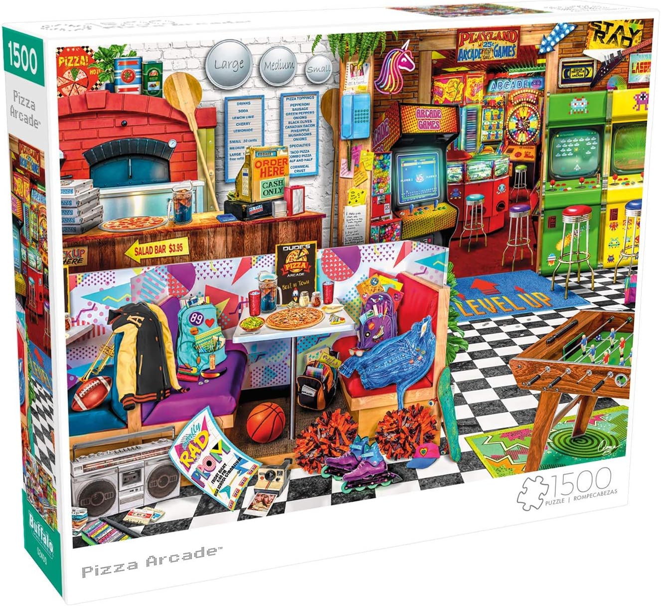 Buffalo Games - Aimee Stewart - Pizza Arcade - 1500 Piece Jigsaw Puzzle for Adults Challenging Puzzle Perfect for Game Nights - Finished Puzzle Size is 38.50 x 26.50