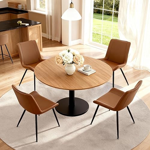 Miniatura 9 de Brage Living Juego de 2 sillas de comedor, de piel sintética, modernas, sin brazos, para cocina, comedor, sillas laterales tapizadas con patas de