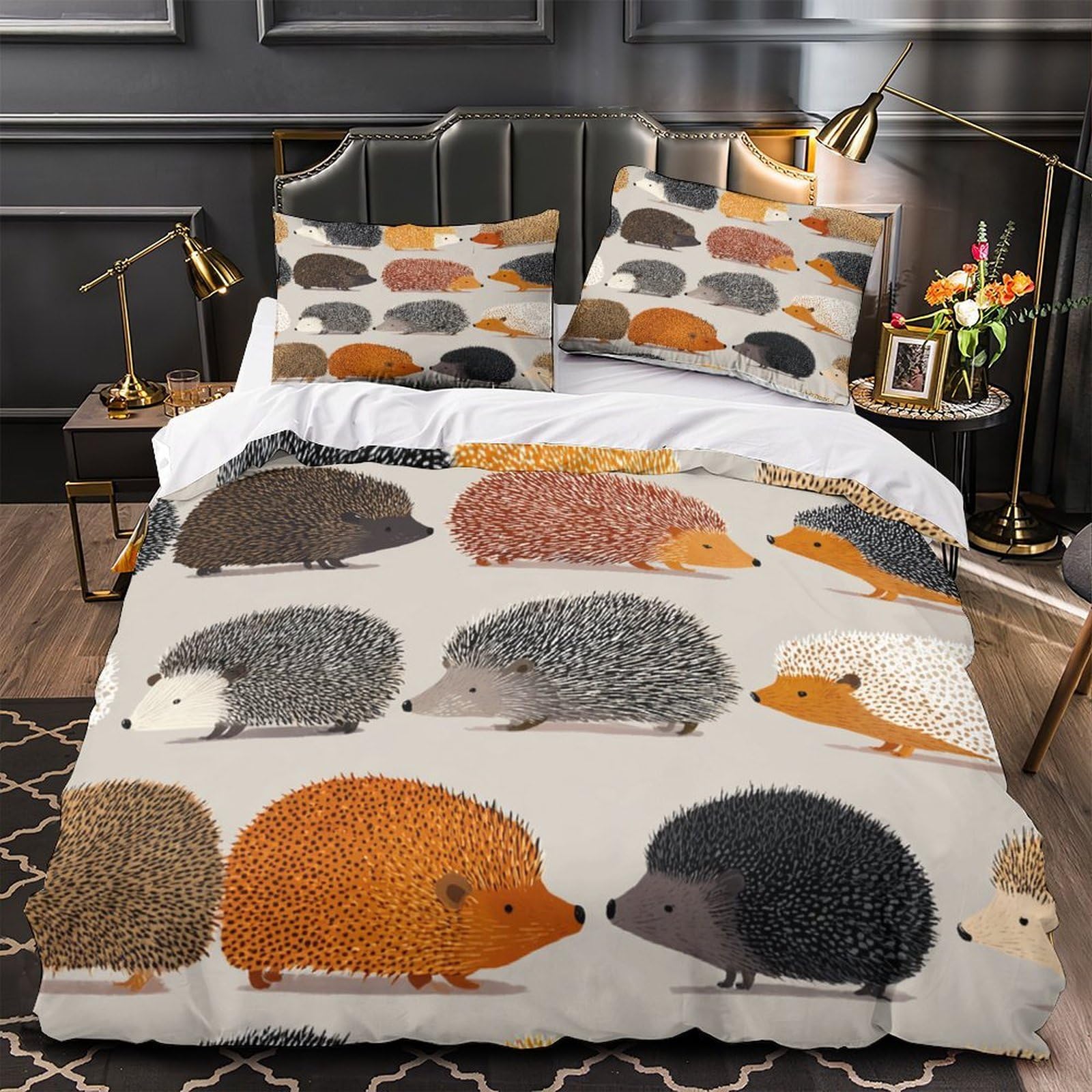 Parure de Lit Hérisson 140x200 en Tissu Microfibre Anti-Acarien