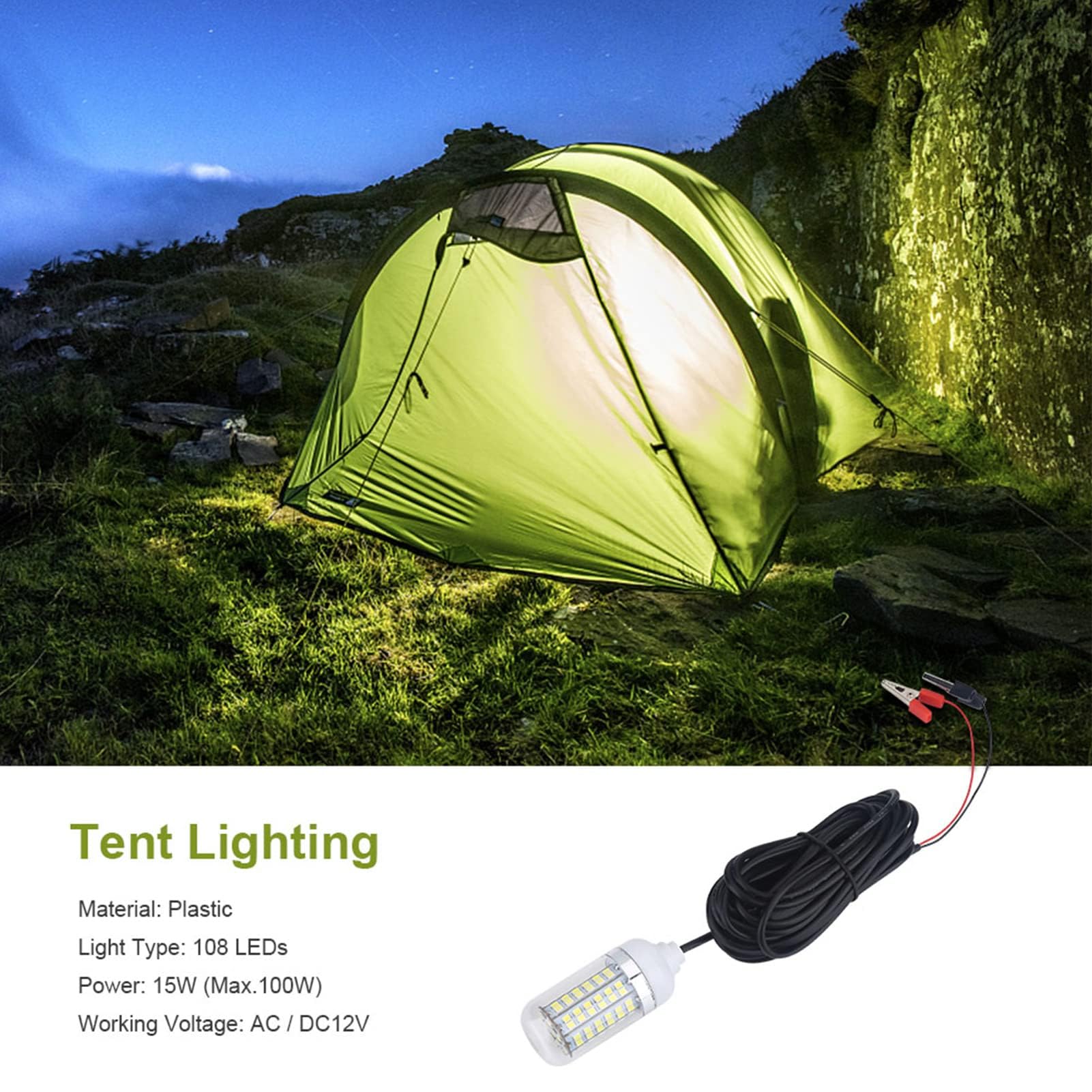 Lampada da Pesca Notturna Subacquea a LED da 12 V per Esterni, per gamberetti, Calamari, Pesci Gatto (Blu) (Illuminazione Bianca)