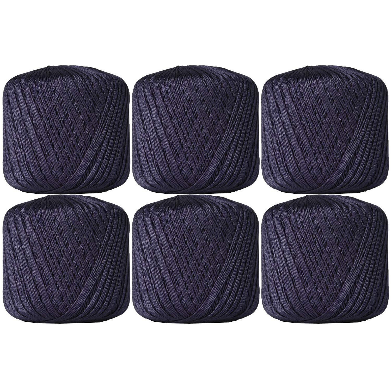 ThreadArt 100% Cotton Crochet Thread Size 10, 6 Ball Pack, Navy 38