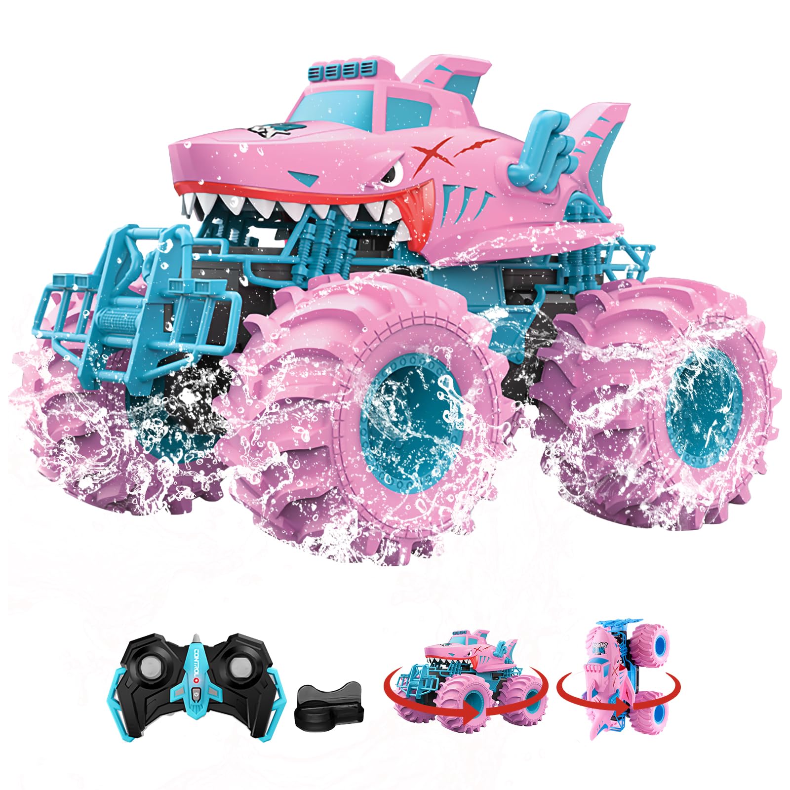 Amazon.com: SUMEAUT Pink Shark Waterproof RC Monster Truck Toys