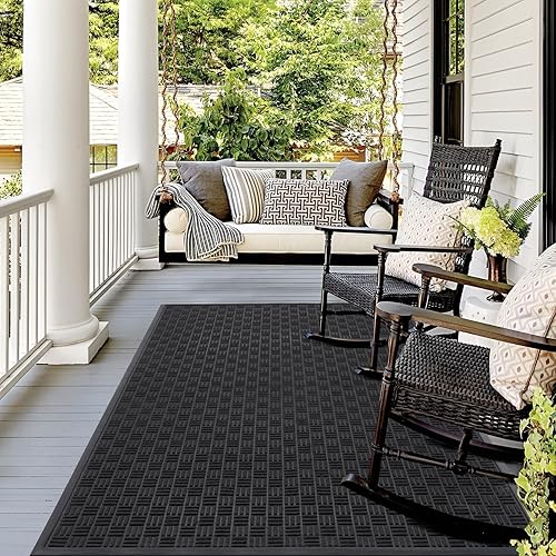 Miniatura 212 de Mibao Tapete para puerta delantera, resistente y duradero, tapete de bienvenida para interiores y exteriores, atrapador de suciedad, impermeable