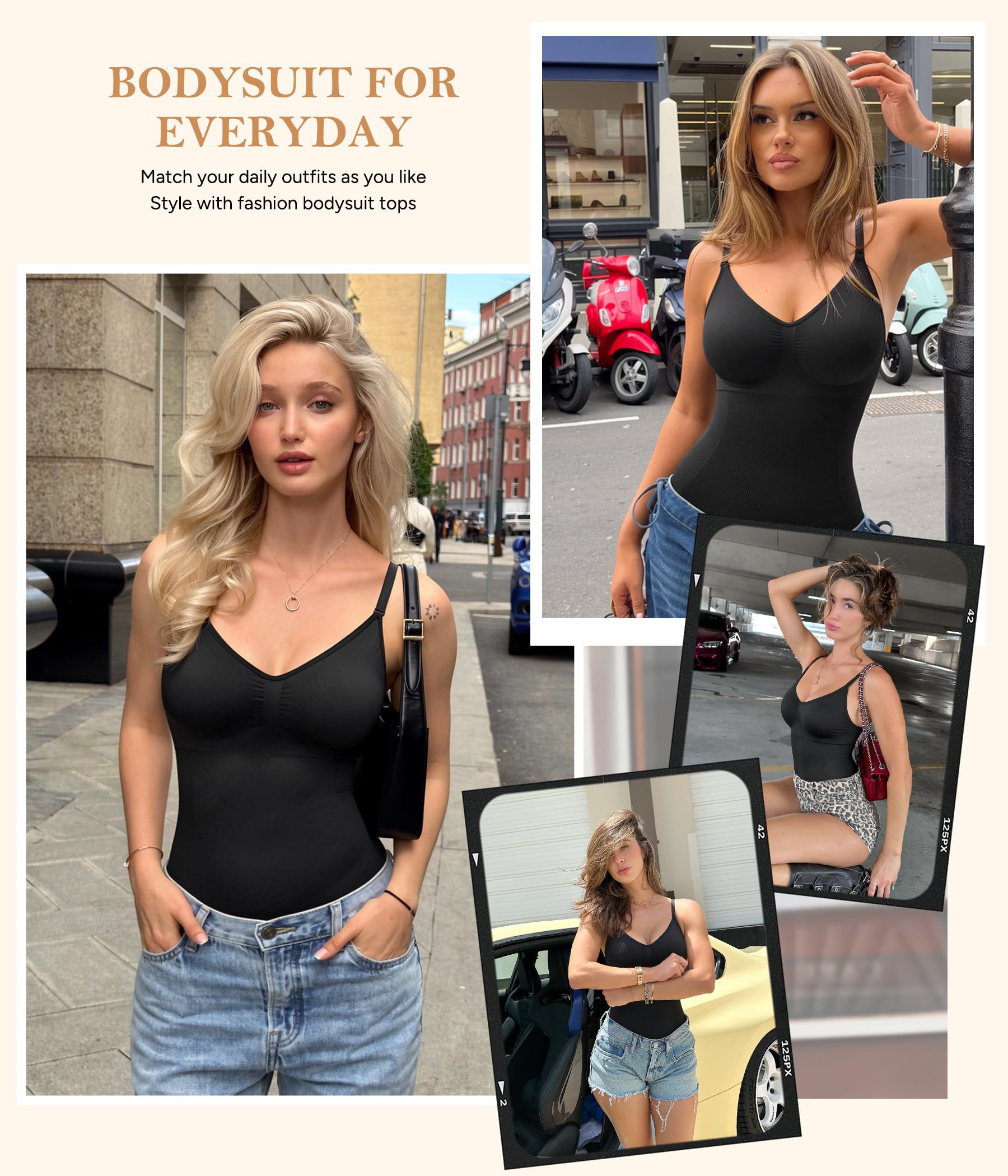 Irisnaya Body dimagrante da donna Shapewear top controllo pancia body shaper spaghetti strap canotta body aderente tuta