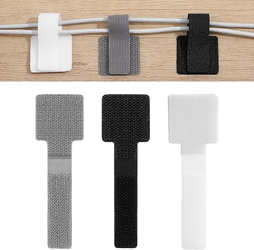 Abrazaderas reutilizables para cables, 60 unidades para debajo del escritorio, organizador de cables para escritorio, organizadores de cables para