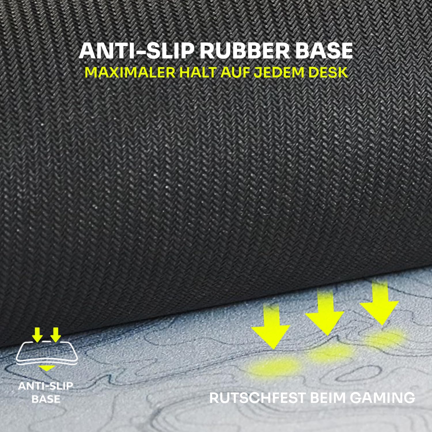 propads PRO Control Mousepad 500 x 500 mm – per veri esportler – Tappetino per mouse da gioco veloce e ruvido in gomma antiscivolo – nero (typo)