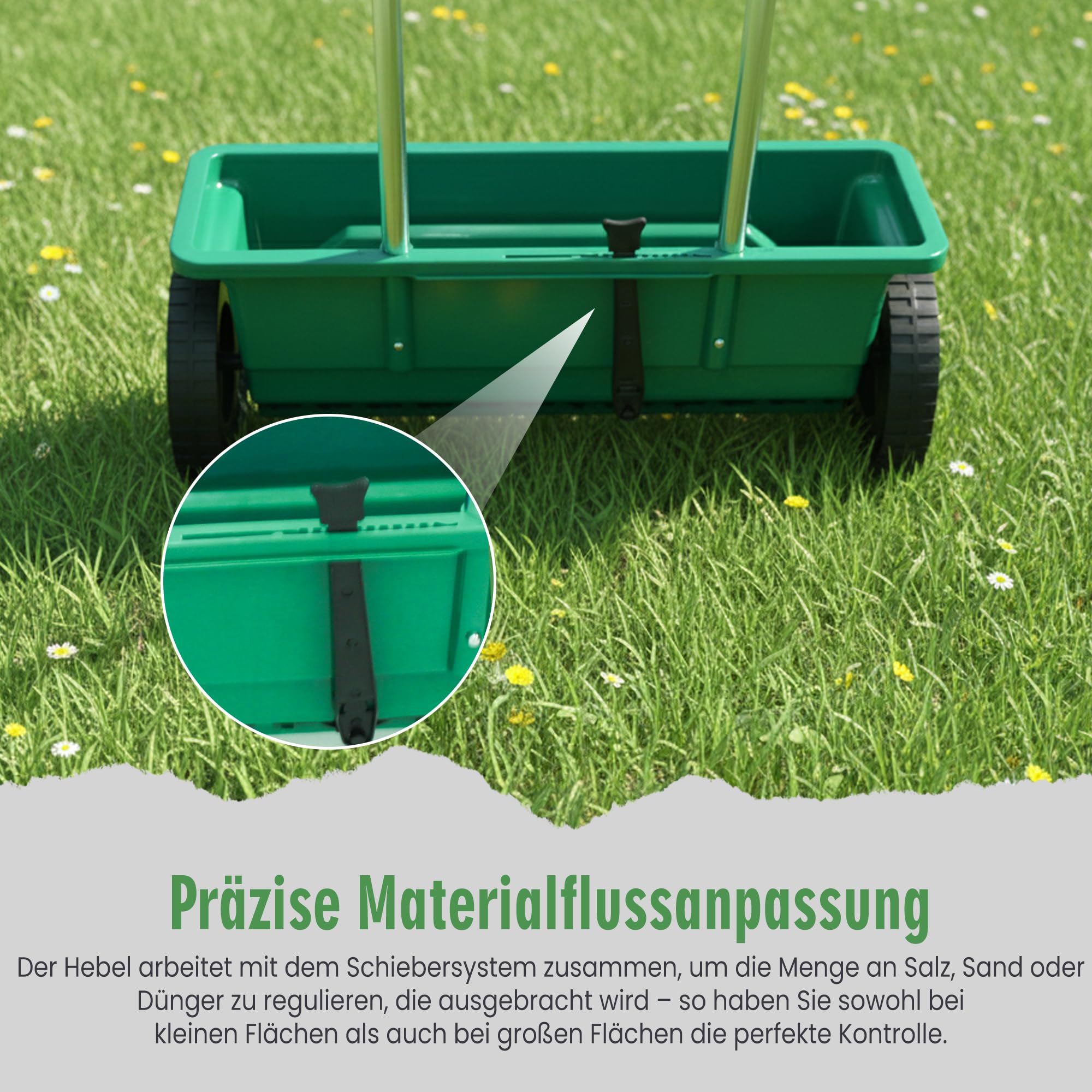 Salière 12 l - Épandeur réglable et épandeur d'engrais - Pour service d'hiver, jardin et terrasse - Répartition uniforme de la dispersion - Chaux de pelouse - Sel de déneigement - Résistant aux