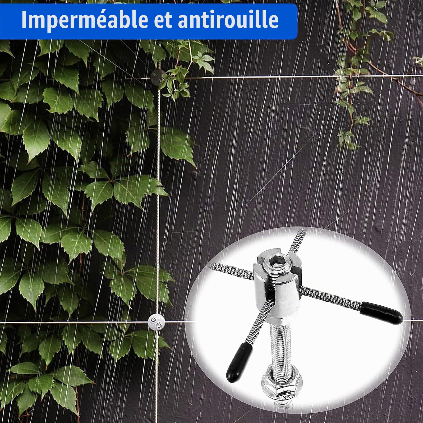Support Treillis pour Plantes Grimpantes, Treillis en Acier Inoxydable, pour Rosier Les Jardins Extérieurs(8 Supports, Corde de 12 m)