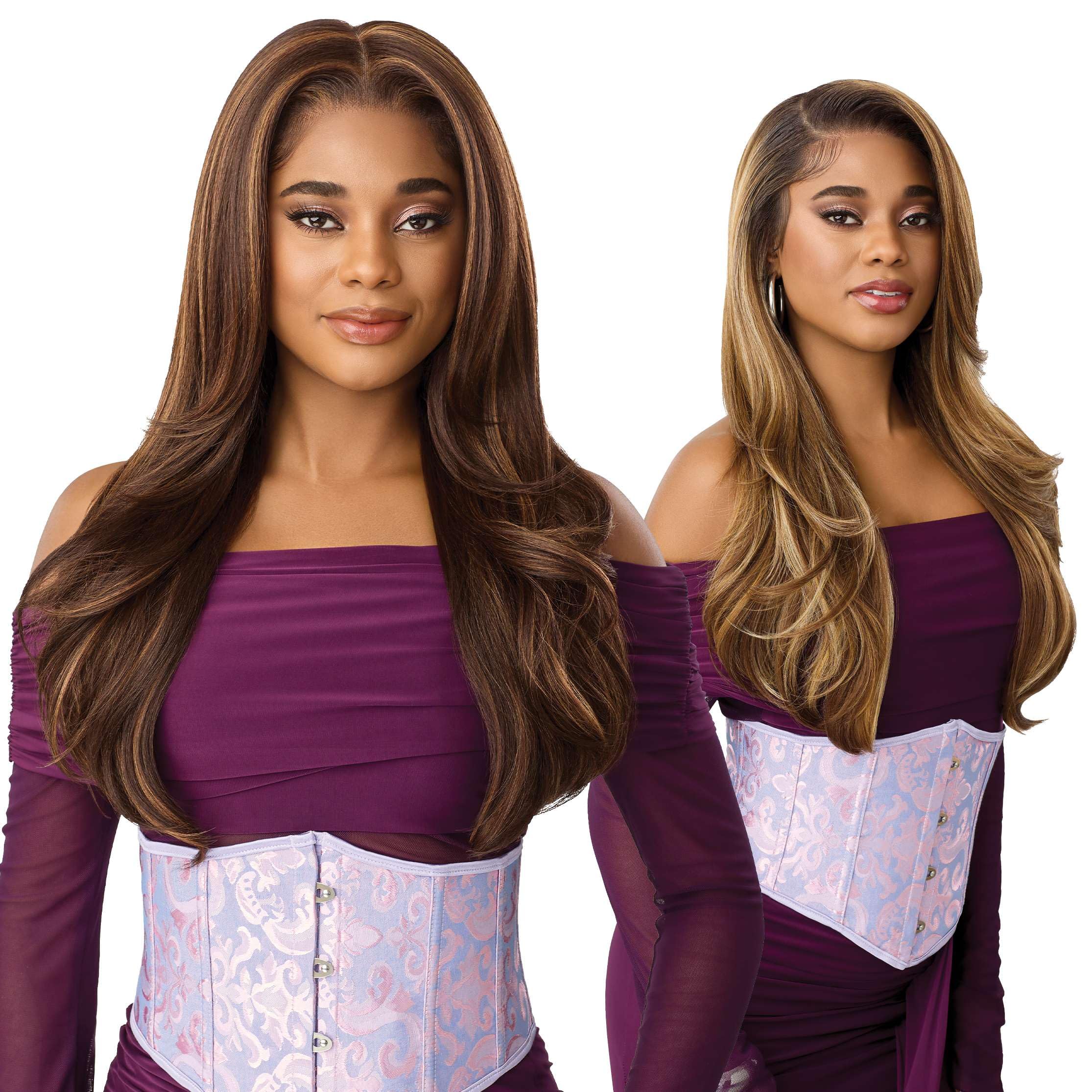 Outre Airtied 360 Flexilace - Human Hair Blend - Silk Press 24" (DR4/TIRAMISU)
