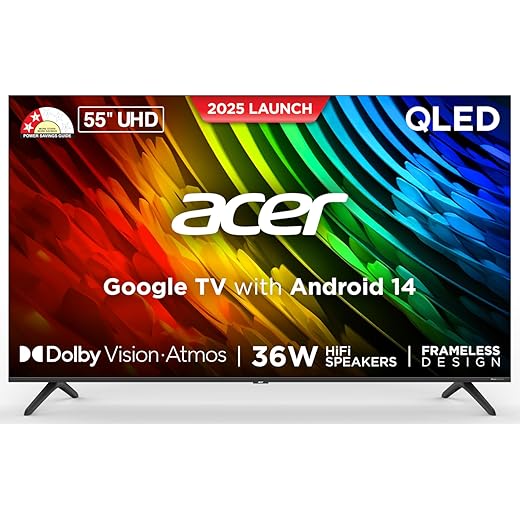 acer 139 cm (55 inches) V PRO Series 4K Ultra HD Smart QLED Google TV AR55QDQGR2851AD