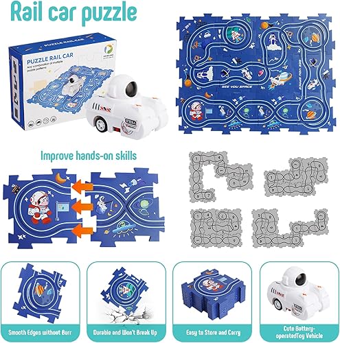 Miniatura 2 de XVZKIZJ Puzzle Racer Kids Car Track Play Set de rompecabezas para niños pequeños, carrito eléctrico, juguetes educativos Montessori, regalo de