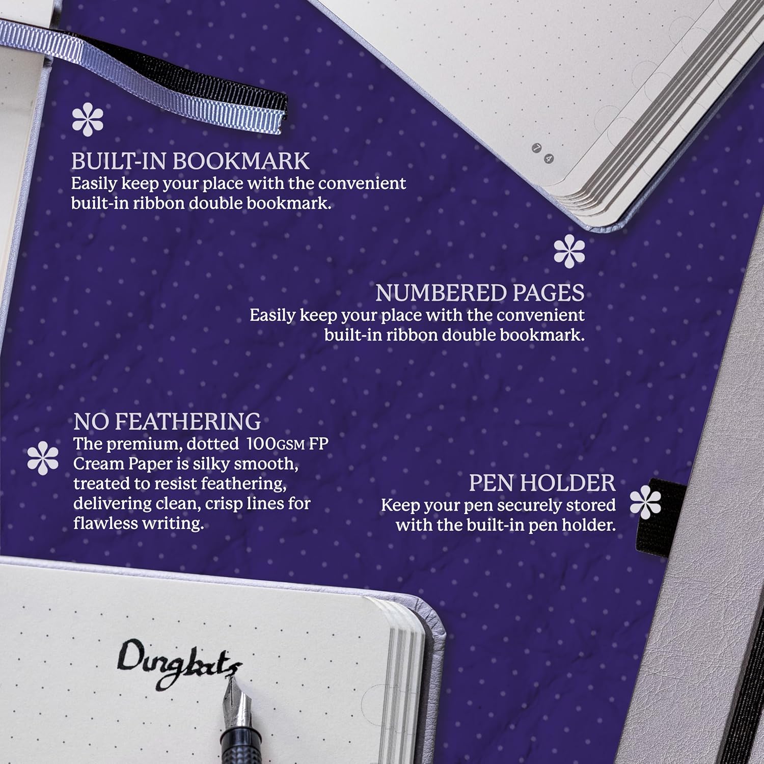 Dingbats - Earth Dotted A5 Medium Notebook, Glicine Arctic - Hardcover - Cream 100gsm Ink-Proof Paper - Numbered Pages, Index & Key Pages - Image 3