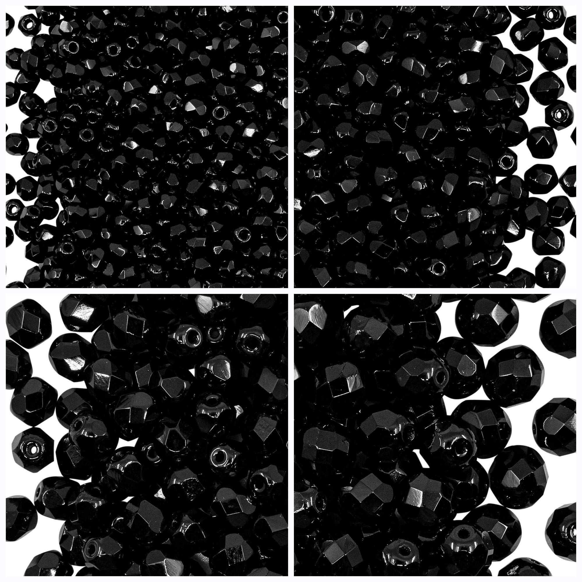 Ceca Perline In Vetro Rotondo 3 Mm, 4 Mm, 6 Mm, 8 Mm, Jet Black. Set 1 Pcp 002 (3FP001 4 FP001 6 FP001 8 FP001)-image