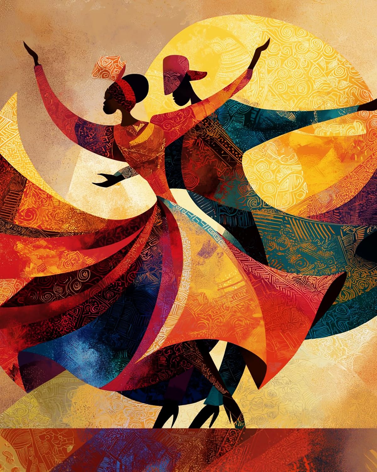 LIUBAISHI Paint by Numbers for Adults, African Dancers, 40x50 cm Acrylic Canvas Kit with Brushes and Paints
