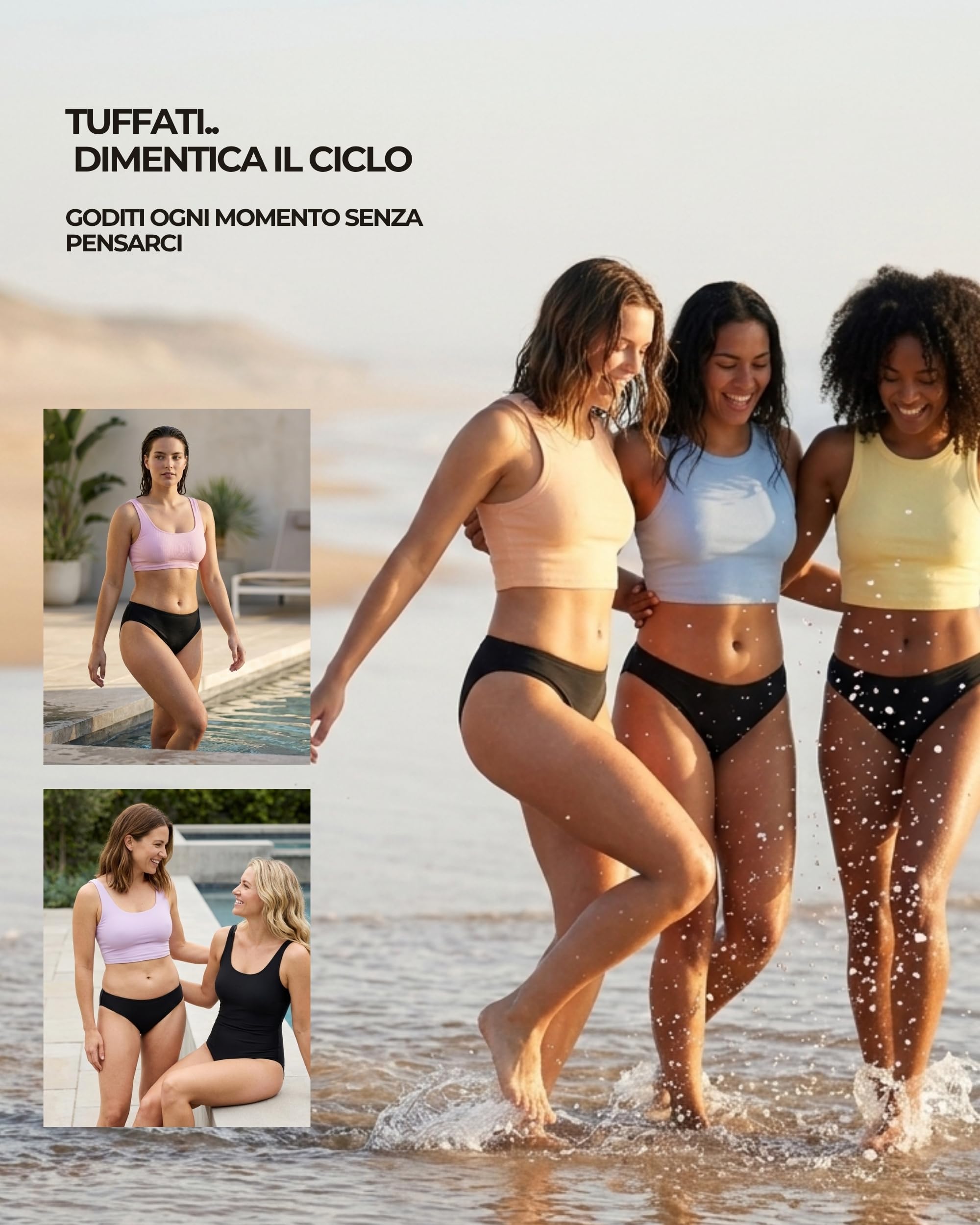 Costume da Bagno Mestruale per Donna & Ragazza | Tecnologia AquaSecure | Flusso Leggero a Moderato | Slip da Bagno Mestruale | OEKO-TEX | Anti-UV | Piscina, Mare & Nuoto | Riutilizzabile, Ecologico