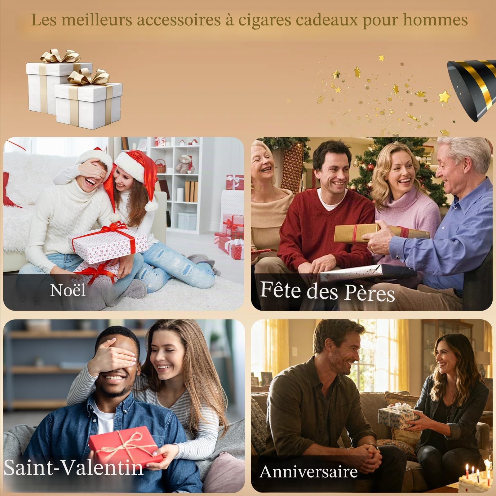 CIGARLOONG Cave à cigares Voyage étui à cigares Double Couche avec hygromètre et humidificateur(Couleur:Noir)
