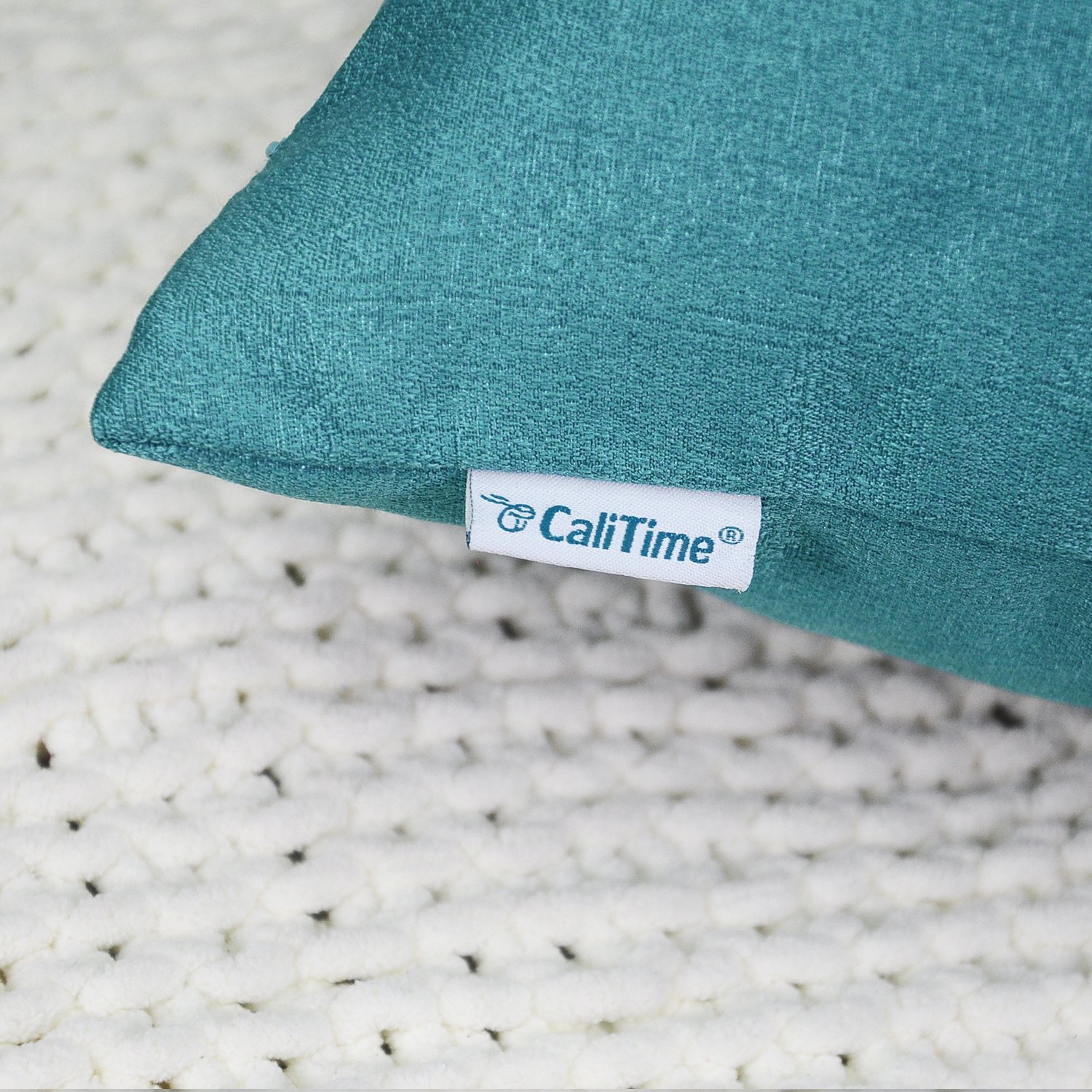 CaliTime, Confezione da 2 federe per Cuscini morbidissime, per Divano, Decorazione per la casa, in Tessuto Damascato Vintage, Motivo Floreale, Teal, 45 cm x 45 cm