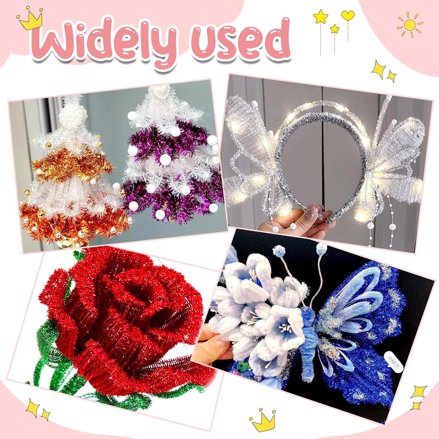 TOAOB 400pcs Glitter Pipe Cleaners 10 Colors Metallic Pipe Cleaners Craft Supplies 6mm x 12 Inch Chenille Stems Pipe Cleaners for Art DIY Crafts Decorations