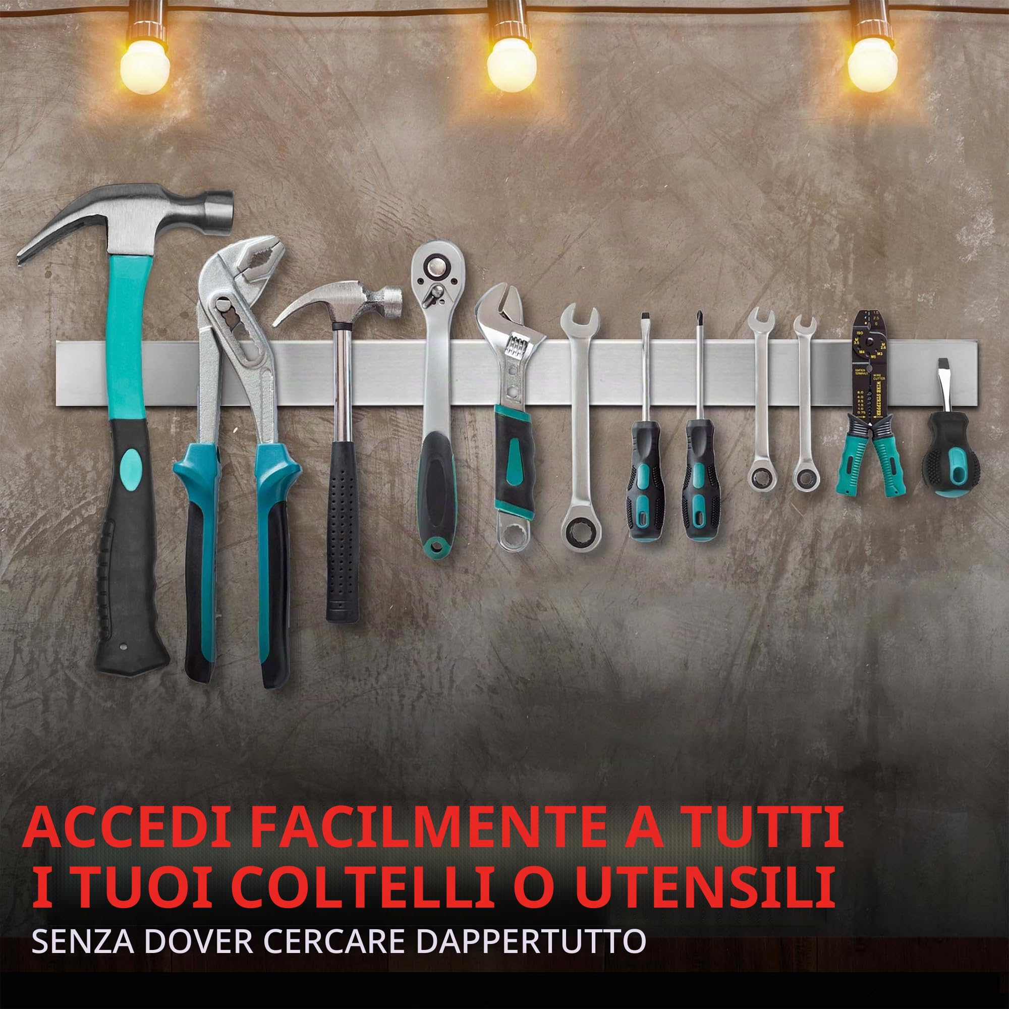 Modern Innovations Barra magnetica per coltelli in acciaio inox da 61 cm, multiuso come porta coltelli, striscia magnetica per coltelli, porta utensili da cucina, porta attrezzi, organizer per