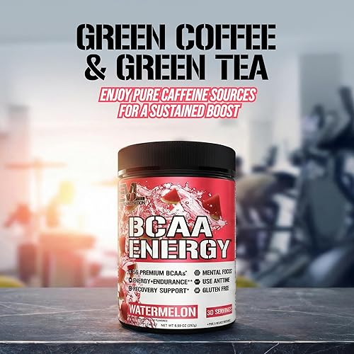 Miniatura 2 de Evlution Nutrition BCAA Energy - Suplemento de aminoácido energizante de alto rendimiento para el desarrollo muscular, recuperación, resistencia y