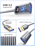 JSAUX 2Pack 10FT+10FT USB 3.0 Extension Cable, Type A Male to Female USB Extender Cord Nylon Braided Compatible with Webcam, Camera, Phone, USB hub, Mouse, Keyboard, Printer, Hard Drive, Xbox-Grey