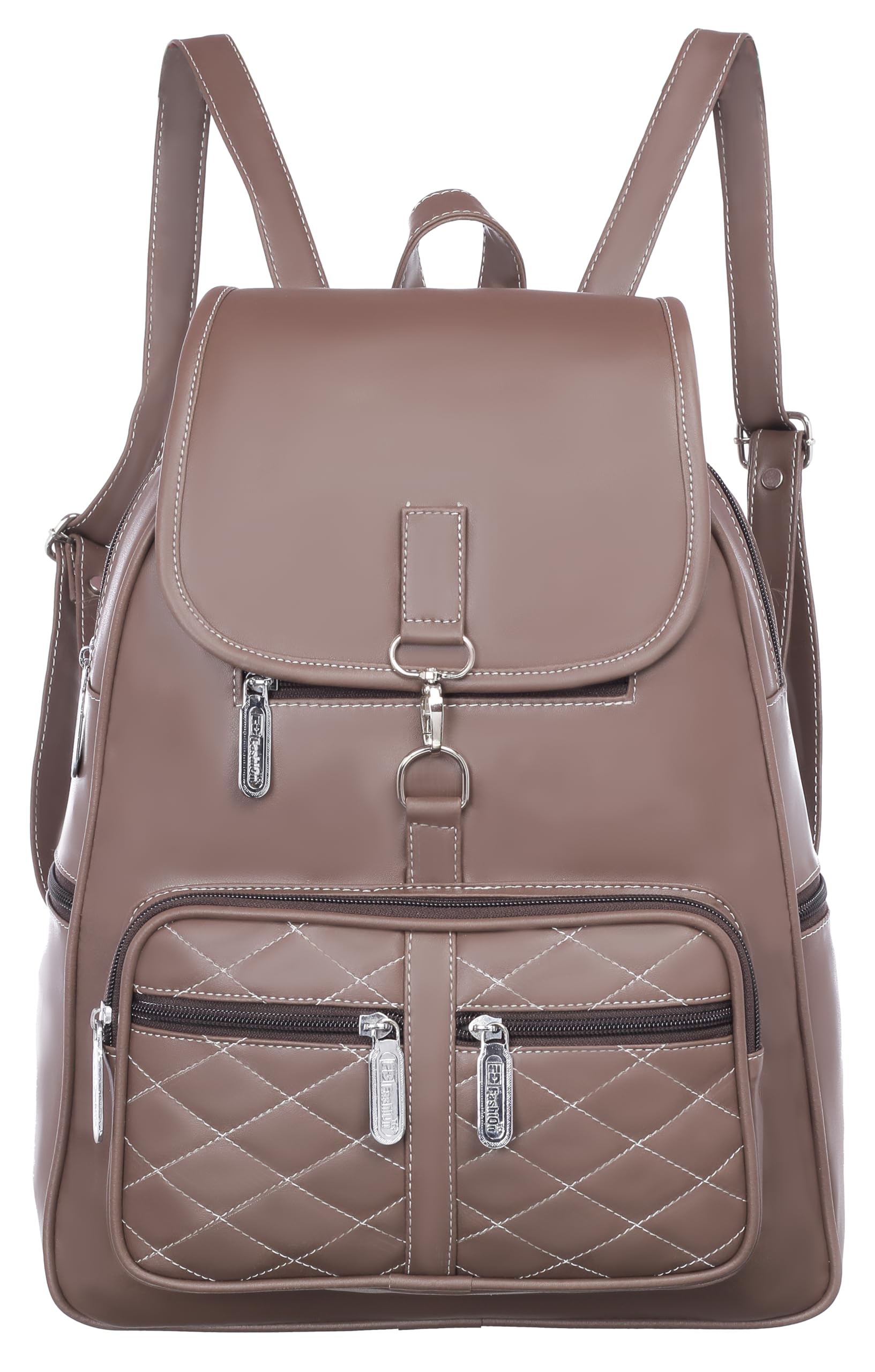 Brown 25L Medium Premium Faux Leather Water Resistant College Bag/Office Bag/Day Backpack/standard backpack for girls and women-image-44
