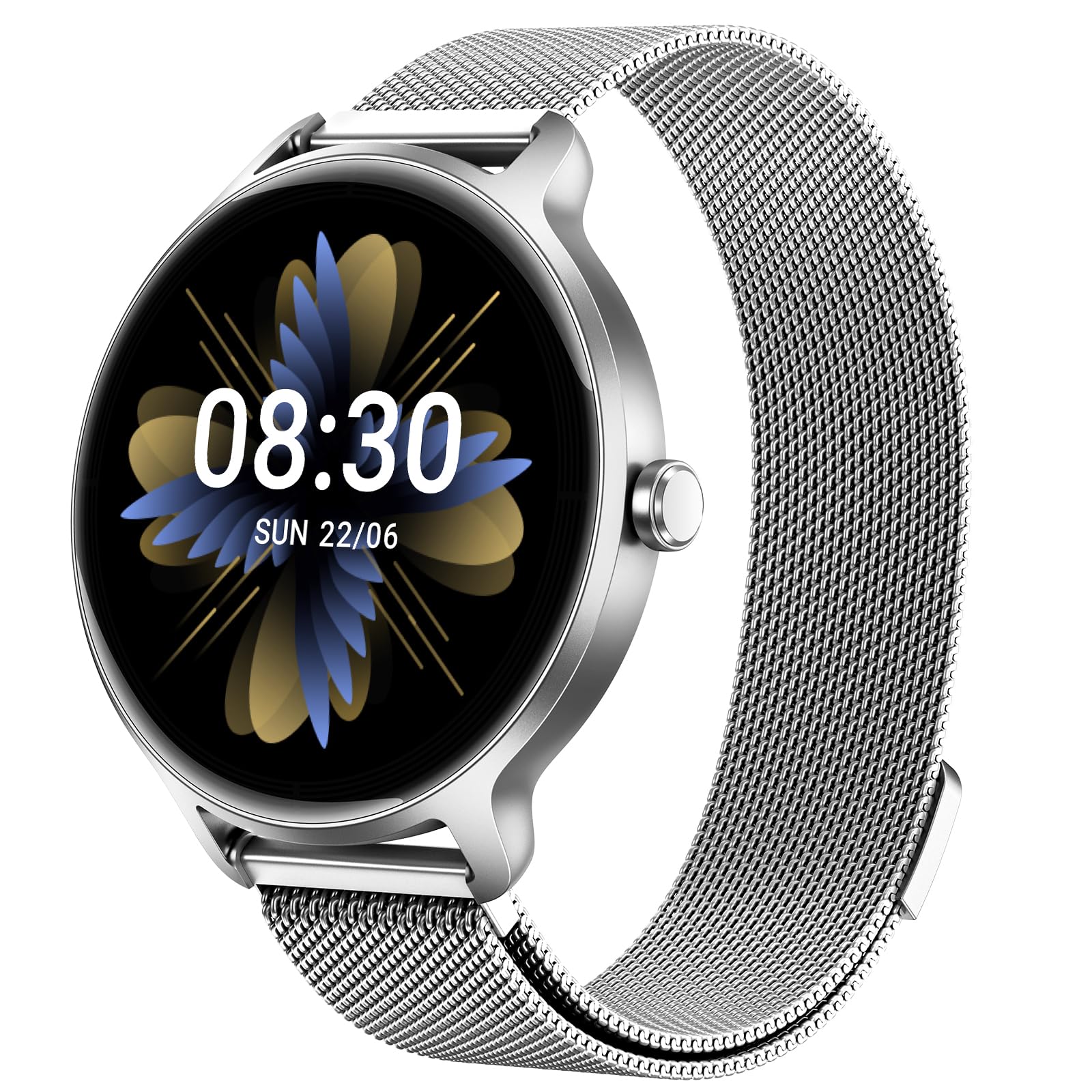 Smartwatch Damen Herren Rund, 1.27" AMOLED Smart Watch mit Telefonfunktion, Fitnessuhr Damen mit Pulsuhr Schlafmonitor Schrittzähler, 120+ Sportmodi, IP68 Wasserdicht Sportuhr für Samung iOS Android