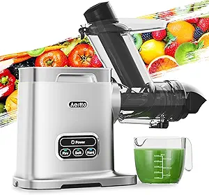 Aeitto Cold Press Juicer Machines, 3.6 Inch Wide Chute, Large Capacity, High Juice Yield, 2 Masticating Juicer Modes, Easy to Clean Slow Juicer for Vegetable and Fruit, Silver