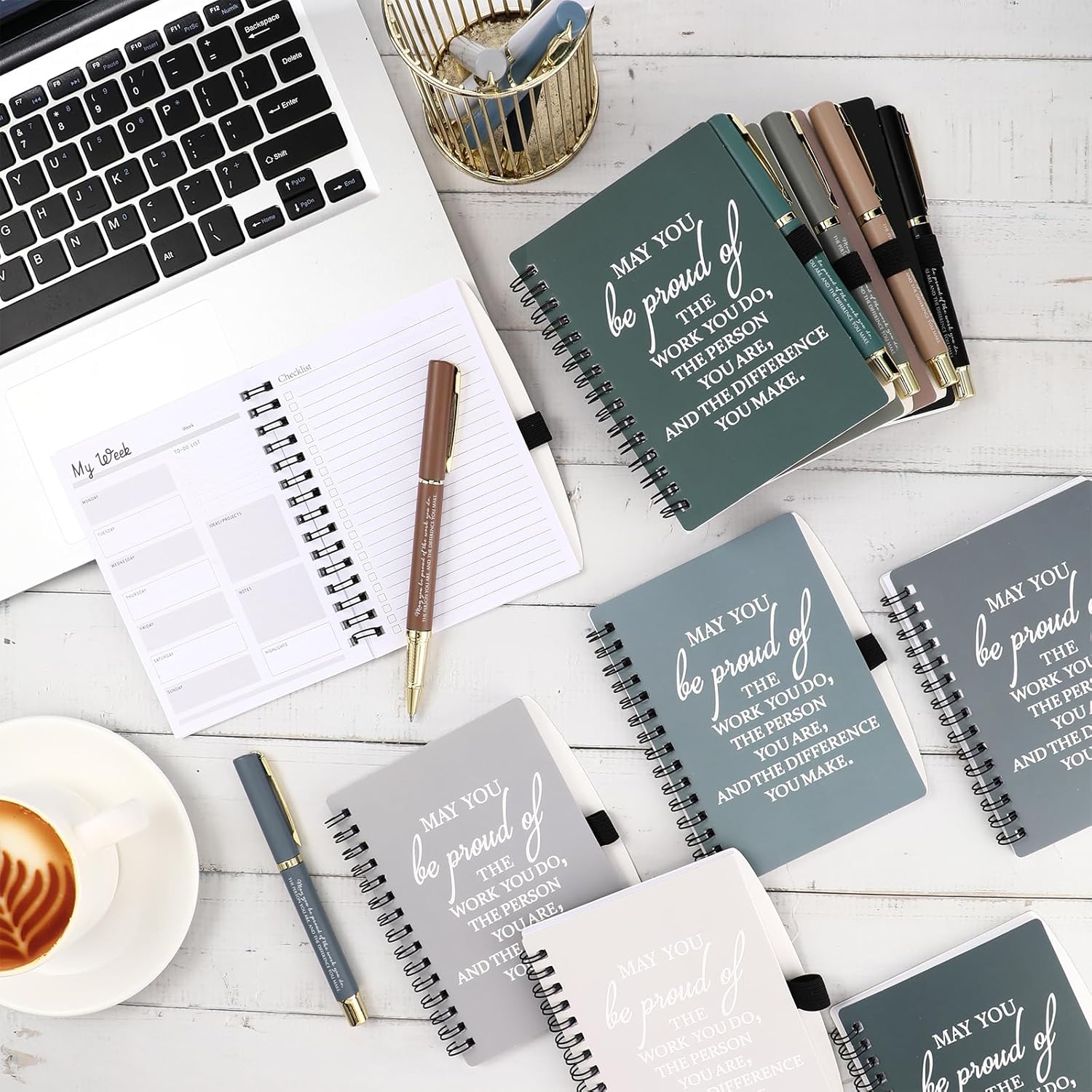 Tellingyou 60 Pcs/ 30 Set Employee Appreciation Gifts 2026-2027 Weekly Planners Journals A6 to Do List Bulk Notepads and Pens Thank You Gifts for Coworkers Teacher Staff (Neutral Color)