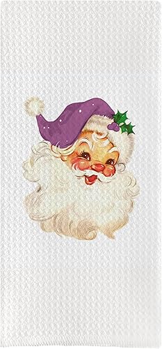 DOTAIN Toallas de cocina navideñas, toallas de mano de Navidad, toallas de Navidad vintage de Papá Noel, decoración de cocina de Navidad, decoración