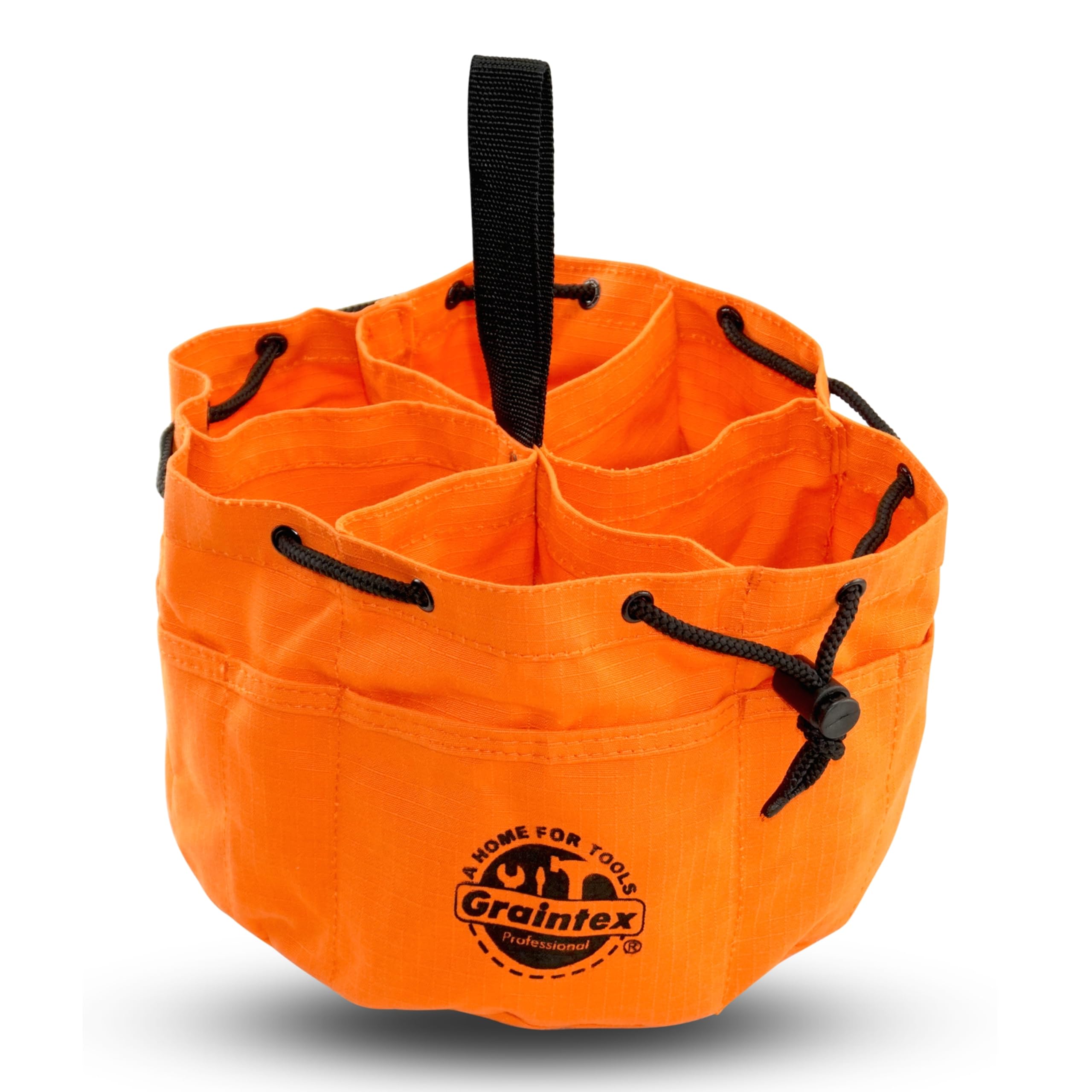 Graintex 18 Pockets Grab Bag Rip-stop Canvas Drawstring Closure, Small Part Organizer Pouch, Small Tools, Screws, Parts, Parachute Tool Bag for Efficient Storage - Orange