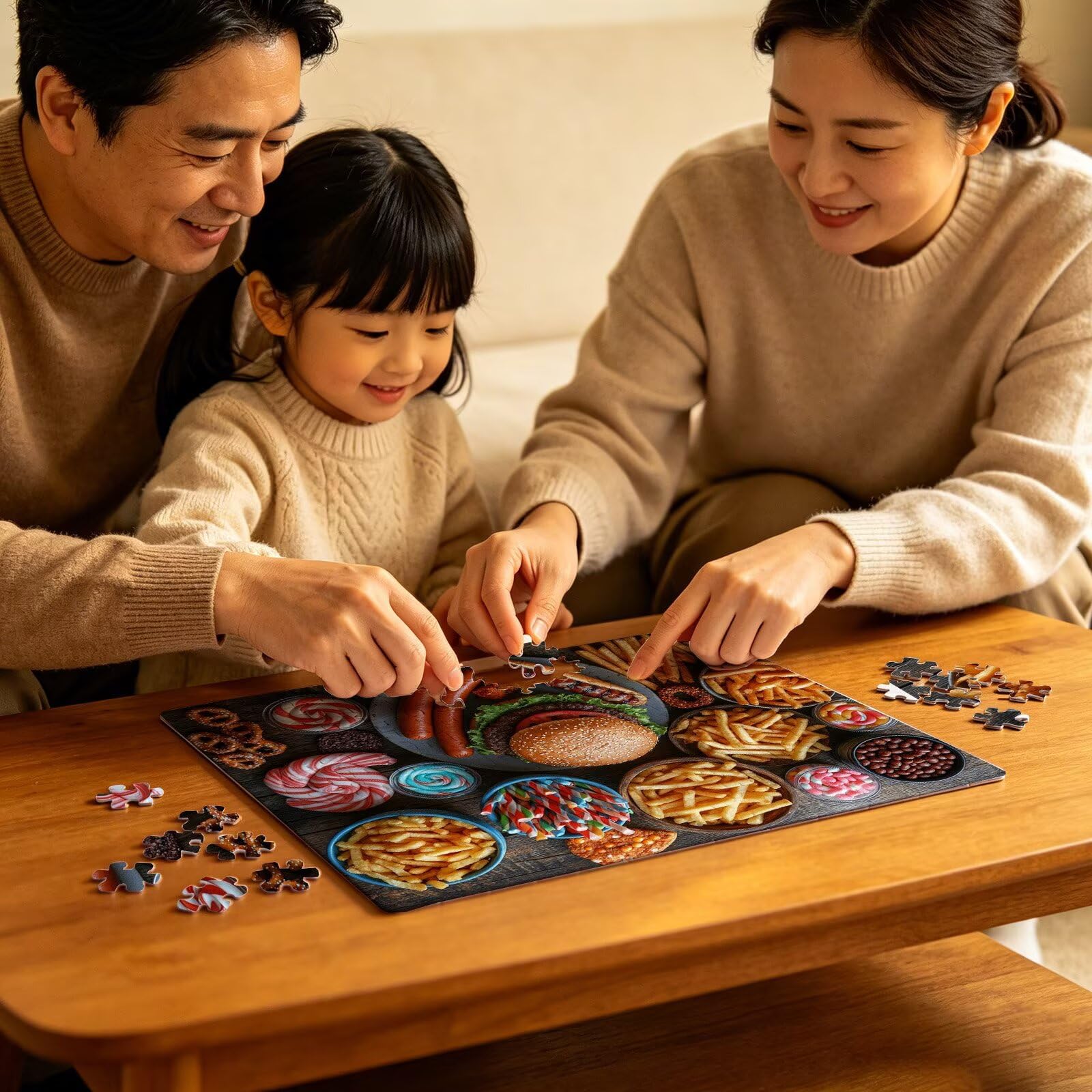 Puzzle 1500 elementów deserów jedzenie - duże drewniane puzzle - 1500 elementów dla dorosłych - gra inteligencyjna - z wykwintnym pudełkiem do pakowania - precyzyjne cięcie - jakość kolorowe puzzle