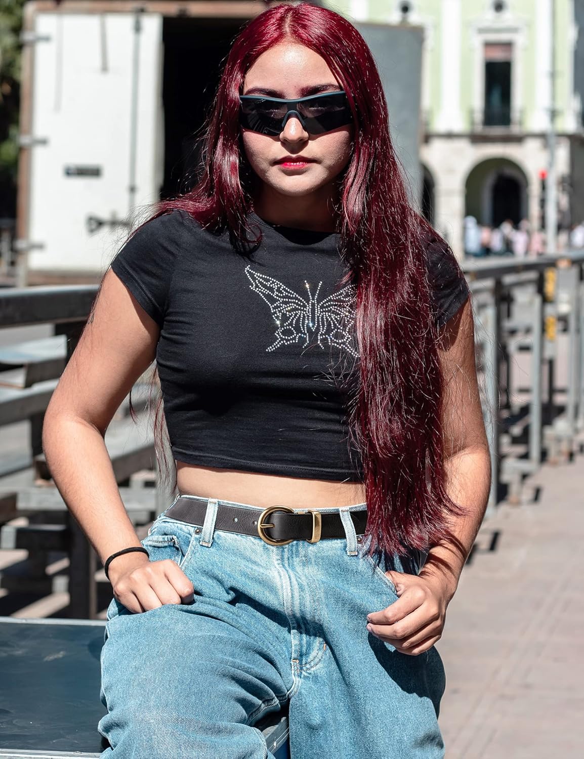 Womens Belts for Jeans Genuine Leather Belt Vintage Solid Brass Circle buckle Gift Box Packaging - Image 3