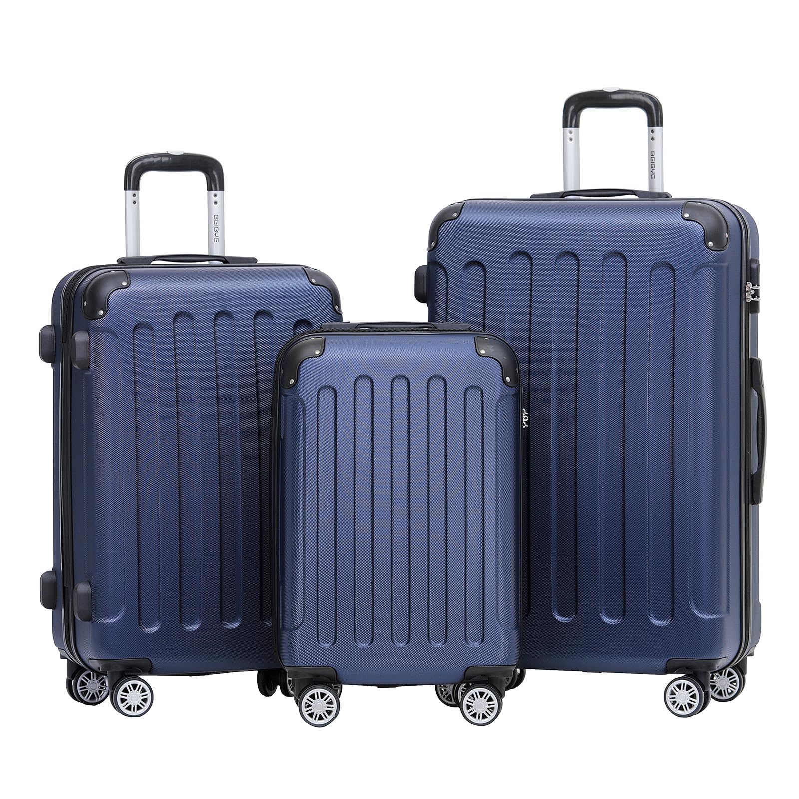 BEIBYE 2045 Kofferset 3-teilig Hartschale, Reisekoffer Set mit 4 Zwillingsrollen und Zahlenschloss, Trolley Koffer XL L M, Hartschalenkoffer in 20 Farben
