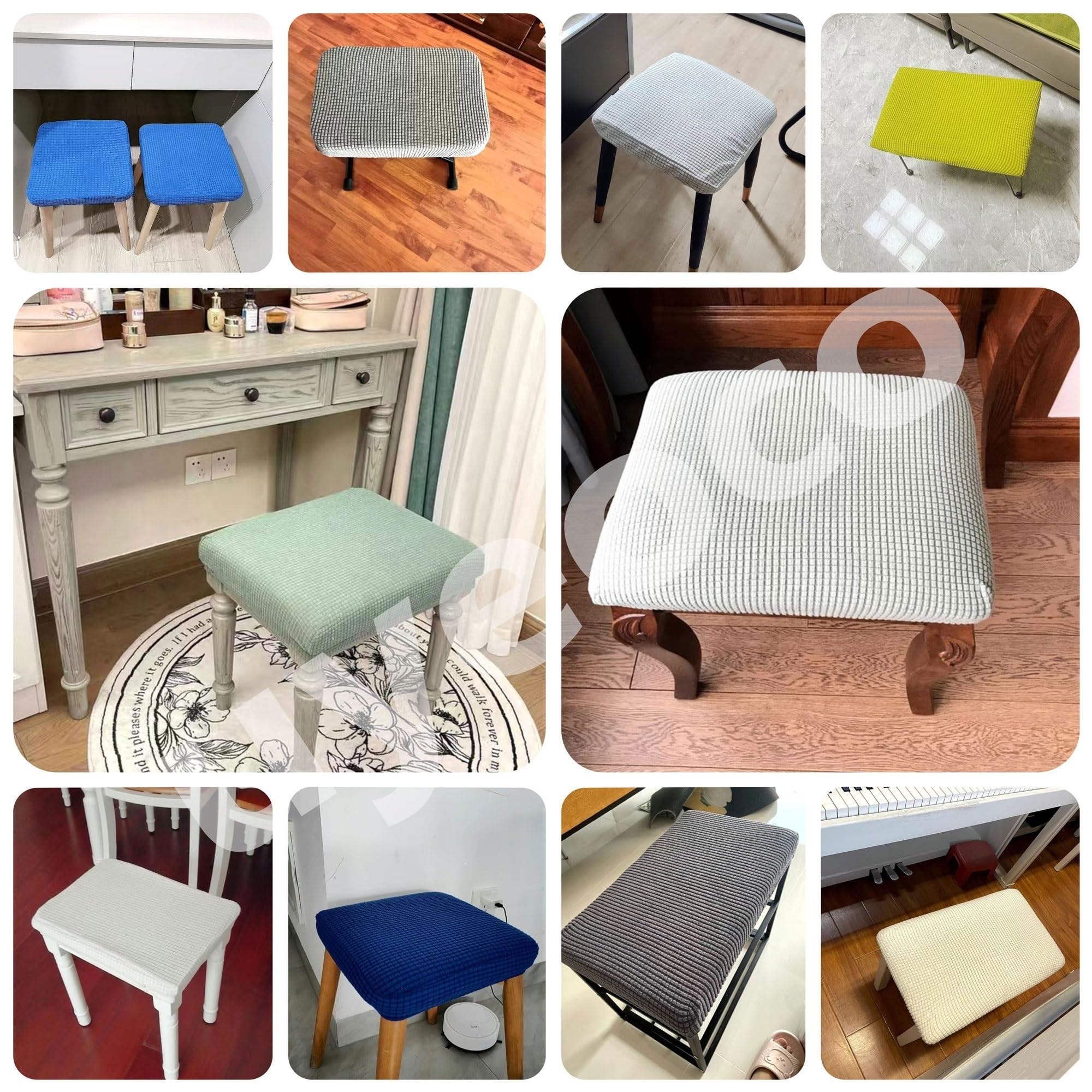 Copri Pouf Rettangolare Elasticizzato - Fodera Lavabile Per Ottomano, Sgabello, Sedia - Foto 10