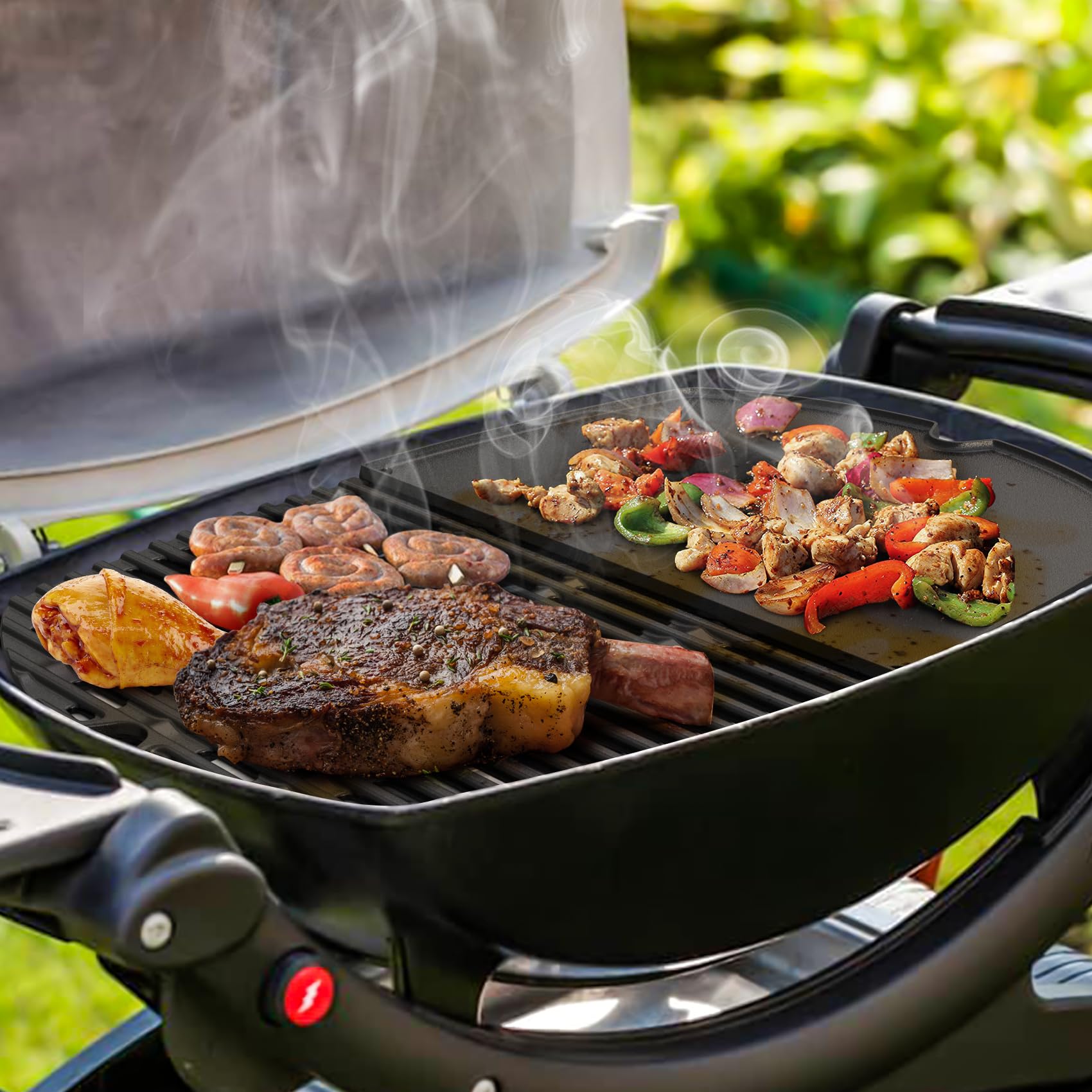 onlyfire Plaque de Cuisson Réversible Grille Weber Q 200/2000 Pièces Rechange 6559 7645 Barbecue Fonte