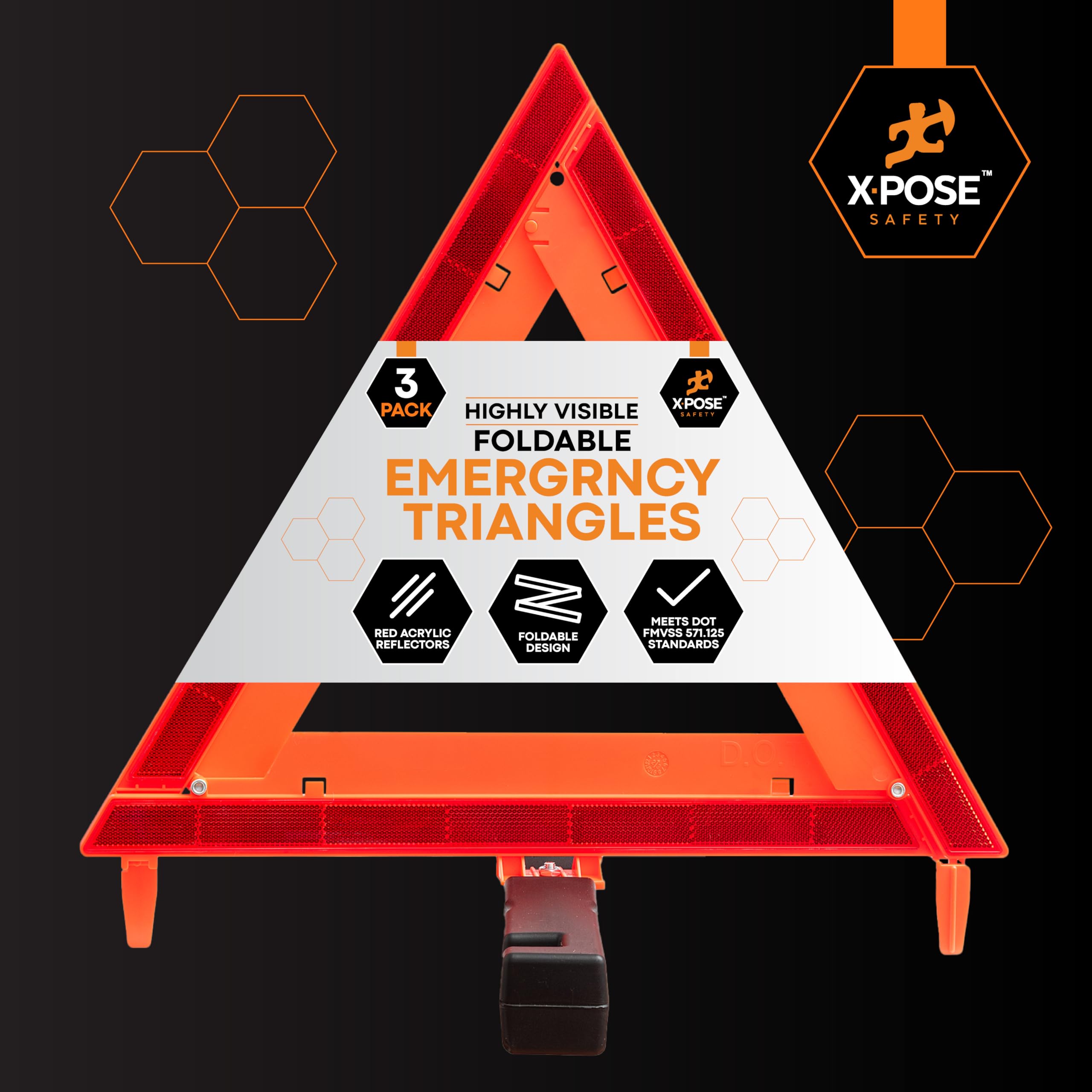 Amazon.com: Xpose Safety Reflective Emergency Triangles – 1 Kit (3