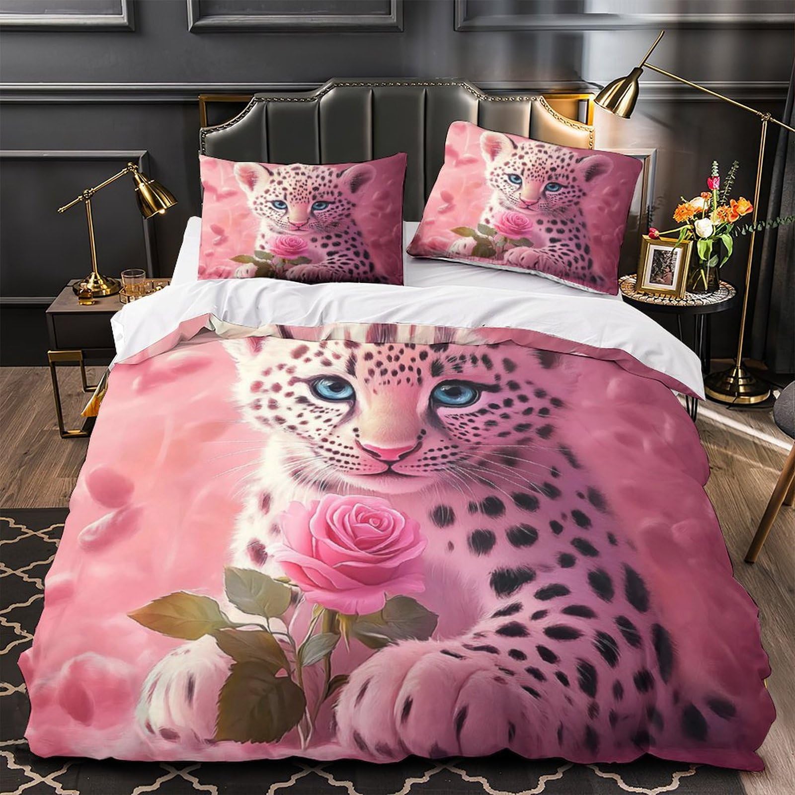 Parure de lit chaton mignon 3D en microfibre super douce 200x200 cm pour chambre d'enfant