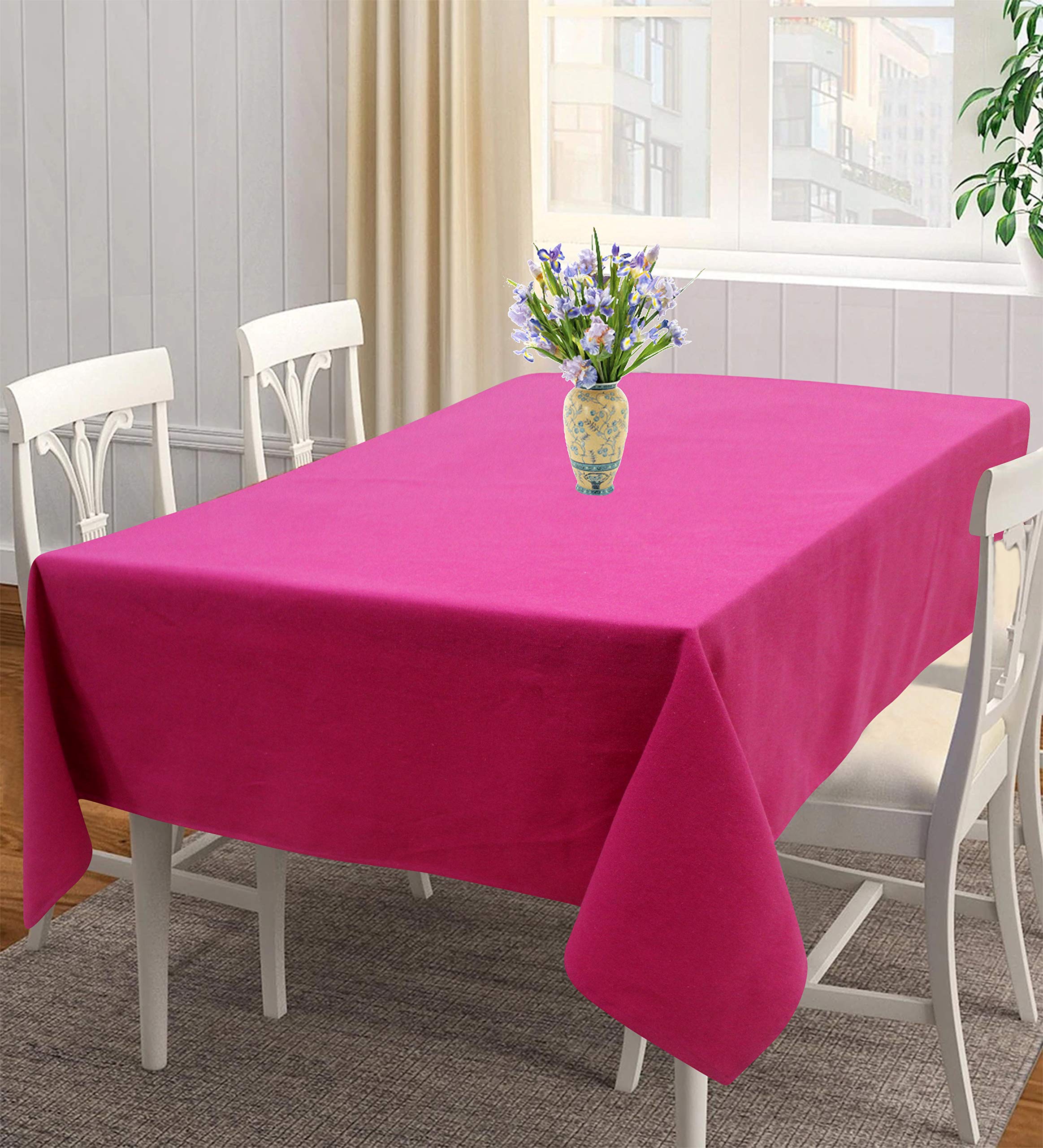 Airwill 100% Cotton Solid Pattern 4 Seater Square Table Cover Sized, 56x56 inches (Pink, Pack of 1)-image-29
