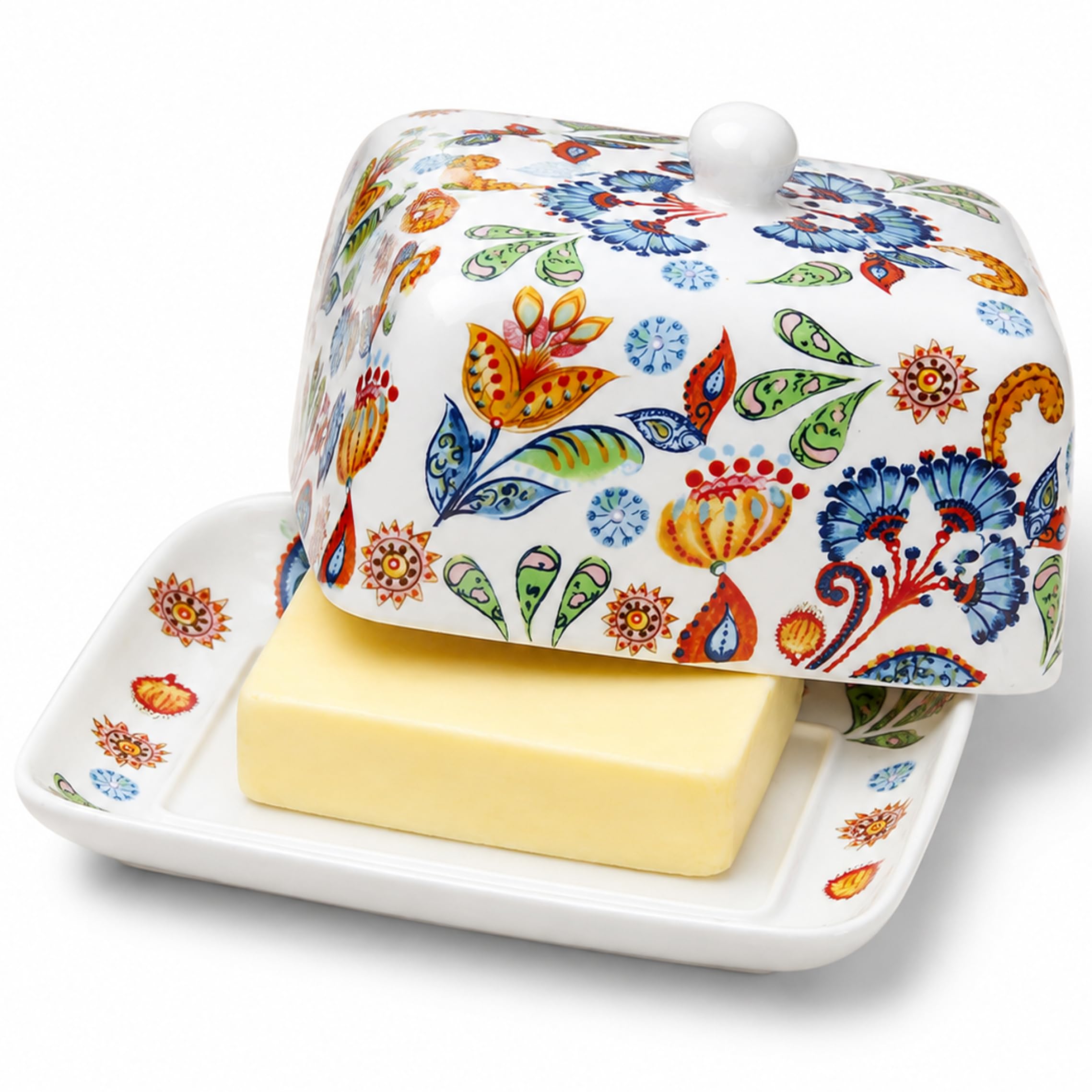 Mantequera de cerámica con tapa soporte para mantequilla fresca 6, 7x5, 3