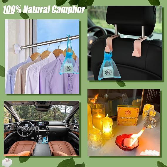 100% Pure Natural Camphor Tablets - (140 Gram,18 Tablets) Camphor Blocks for Aromatherapy, Odor Elimination, Puja - Alcanfor en Bloques, Alcanfor Cubes, Alcanfor en Bolitas, Kapoor for Pooja