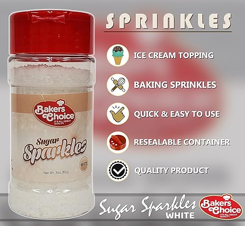 Miniatura 9 de Bakers Choice - Gránulos brillantes de azúcar rosa para aderezos de helado, chispas de azúcar rosa para hornear, sin lácteos, Kosher de 3 onzas