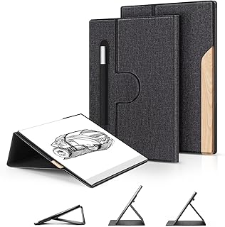 Ayotu Book Folio Case for Remarkable 2 Paper Tablet 10.3" 2020 Released, Premuin Fabric Smart Cover with 360 Degree Rotatable Stand and Stylus Pocket, Only for Remarkable 2, Black & Light Cork